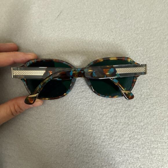 Nicole Miller New York Monteau Teal Tortoise Oval Sunglasses Green Lenses 56-16 main image 4